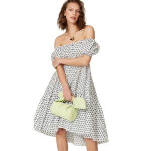 CAROLINE CONSTAS |  NWOT Bardot Flounce Midi Puff Sleeve DesignerDress (Size S)